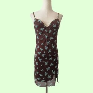 sz: M, brown slim suspender dress by Motel